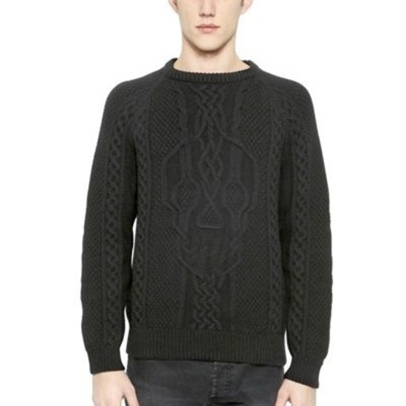 Hand-knit Aran Skull Sweater in Wool - Picture 1 of 3